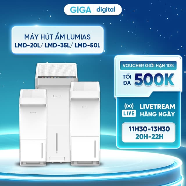 Máy hút ẩm Lumias LMD-20L/ LMD-35L/ LMD-50L - Diện tích hút ẩm lên đến 120m2 - Ảnh 8