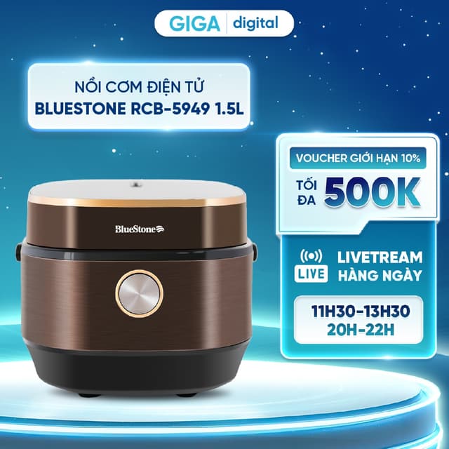 Nồi Cơm Điện Tử BlueStone RCB-5949 1.5 Lít - Công suất 860W nấu cơm chín nhanh - Ảnh 4
