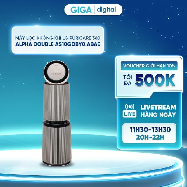 Máy lọc không khí LG PuriCare 360 Alpha Double AS10GDBY0.ABAE 72W - Ảnh 3