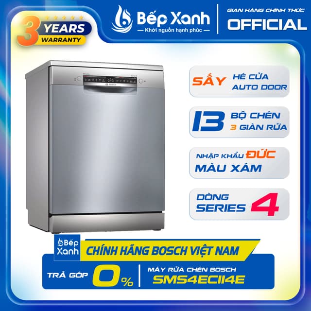 [NEW 2026] - Máy Rửa Chén Độc Lập 13 bộ Bosch SMS4ECI14E / SMS4EVI04E / SMS6ECI933E - Sấy hé cửa, Nhập khẩu Châu Âu - Ảnh 6