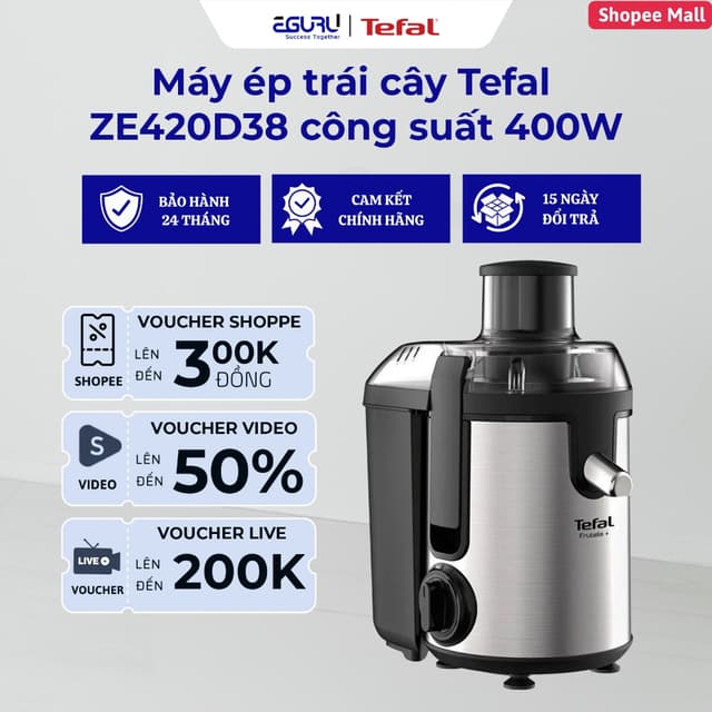 Máy ép trái cây Tefal ZE420D38 công suất 400W - Hàng chính hãng, bảo hành 24 tháng - Ảnh 4