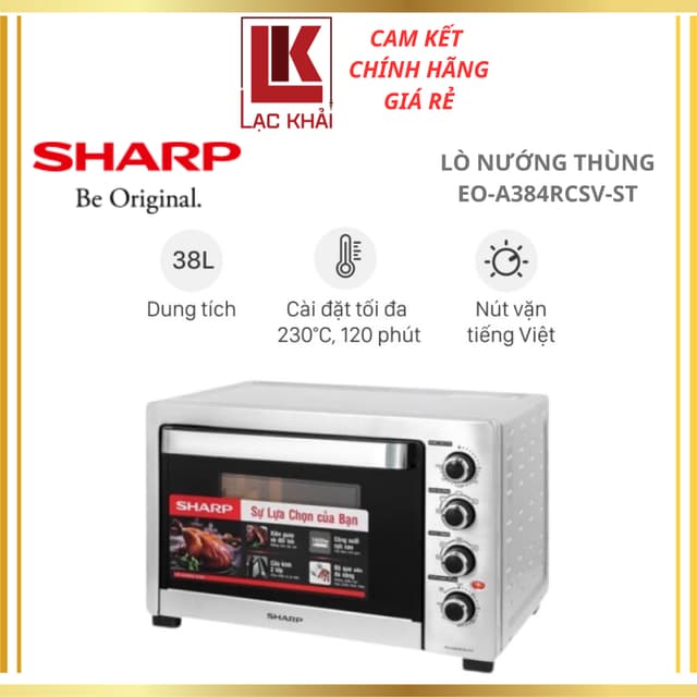 Lò nướng Sharp EO-A384RCSV-ST 38 lít, Công suất 1800W, Quạt đối lưu - Hàng chính hãng - Ảnh 4