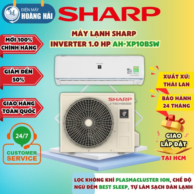 AH-XP10BSW Máy lạnh Sharp 1 HP Inverter AH-XP10BSW, công nghệ PlasmaCluster Lọc Không Khí - Ảnh 8