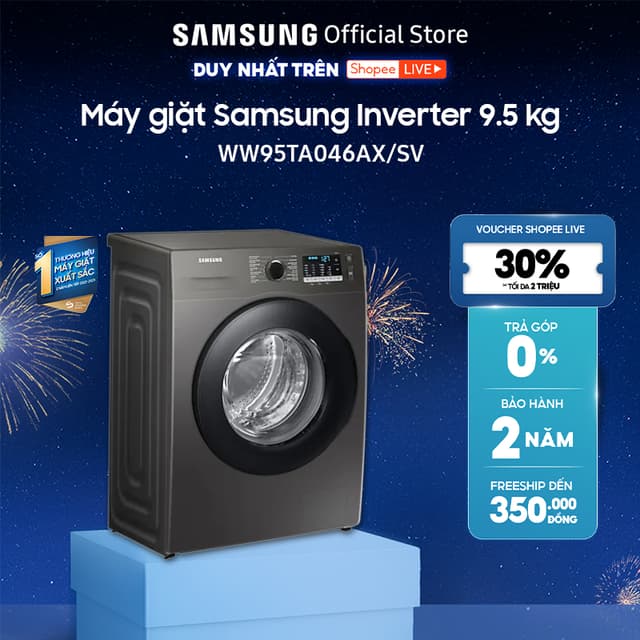 [Livestream] [Shopee - Lắp đặt 0Đ HN HCM] Máy giặt Samsung Inverter 9.5 kg WW95TA046AX/SV - Ảnh 3