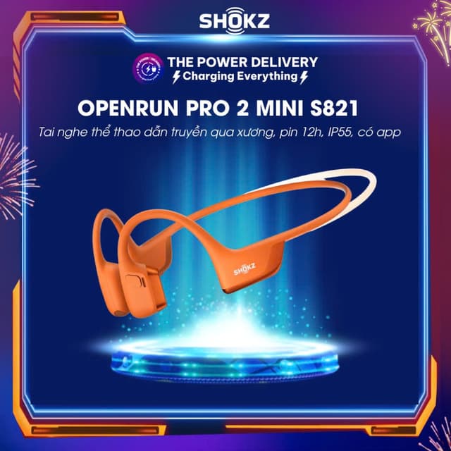 Tai nghe thể thao Open-ear Bluetooth Shokz OpenRun Pro 2 Mini S821 dẫn truyền qua xương, pin 12h, IP55, có app - Ảnh 4