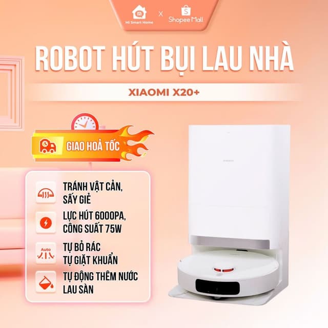 Robot hút bụi lau nhà Xiaomi Vacuum X20+ (X20 Plus) – Bản Quốc Tế Bảo Hành 12 Tháng - Ảnh 8