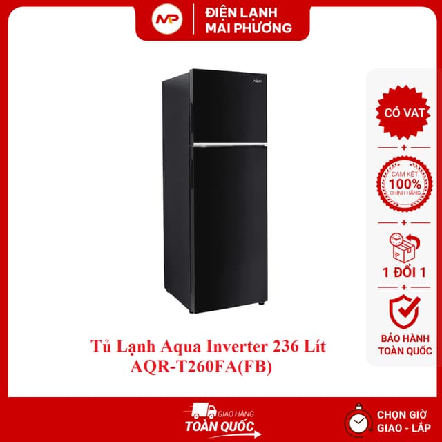 Tủ lạnh Aqua Inverter 236 lít AQR-T260FA(FB) - (Bảo hành 24 tháng) - Ảnh 4