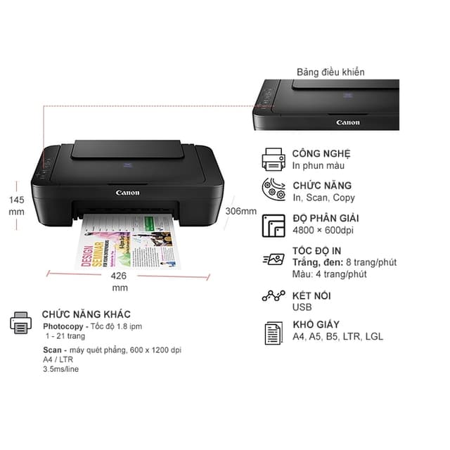 Máy in phun màu đa năng Canon E410, In, Scan, Copy - Ảnh 6