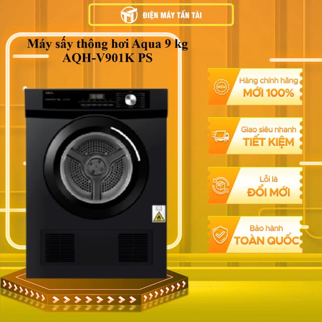 AQH-V901K(PS) - Máy sấy thông hơi Aqua 9 kg AQH-V901K PS - GIAO TOÀN QUỐC - Ảnh 4