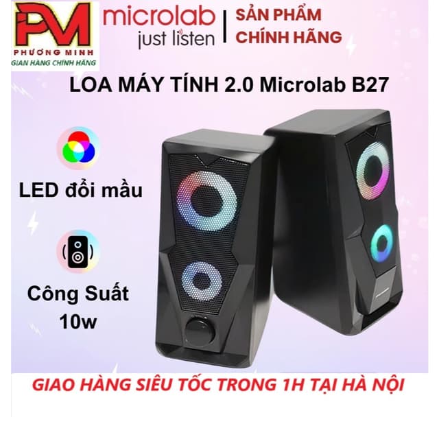 [HÀNG CHÍNH HÃNG] Loa Vi Tính Mini Bass Mạnh Có LED MICROLAB B27, 10W Chơi Game, Nghe Nhạc, Làm Việc - Ảnh 7
