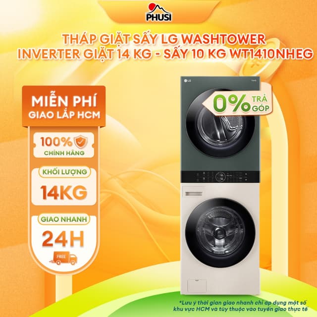 WT1410NHEG Tháp giặt sấy LG WashTower Inverter giặt 14 kg - sấy 10 kg [MIỄN PHÍ GIAO LẮP HCM] - Ảnh 7