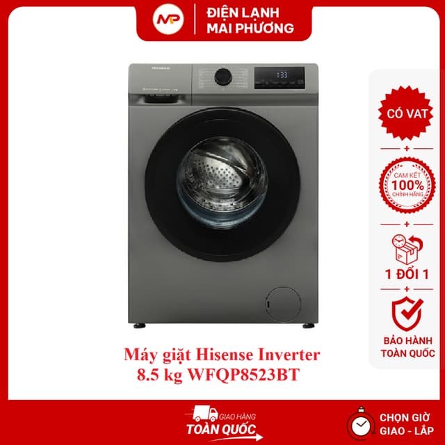 [FREESHIP + LẮP ĐẶT HNMáy giặt Hisense Inverter 8.5 kg WFQP8523BT - (Bảo hành 24 tháng) - Ảnh 4