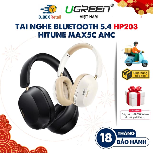 Tai nghe Bluetooth không dây UGREEN HP203 Hitune Max5C, Chống ồn chủ động ANC, Hổ trợ Hi-Res LDAC - Chính hãng - Ảnh 2