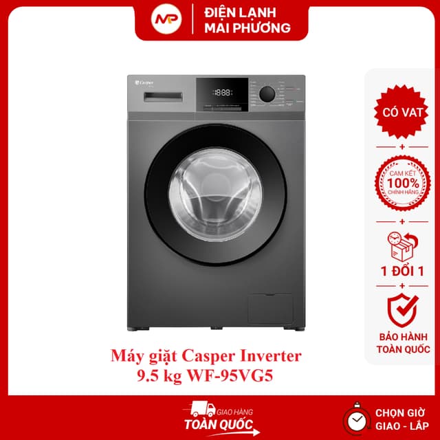 [FREESHIP + LẮP ĐẶT HNMáy giặt Casper Inverter 9.5 kg WF-95VG5 - Bảo hành toàn quốc 2 năm - Ảnh 5