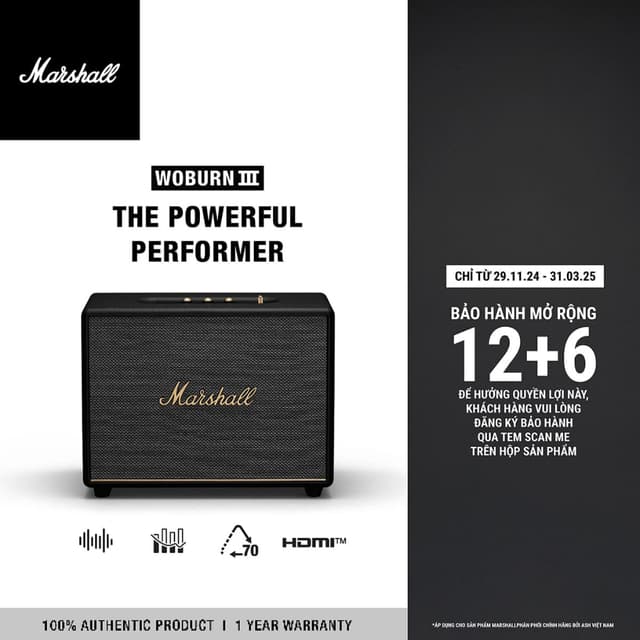 Loa Marshall Bluetooth WOBURN III Homeline - Bảo Hành Chính Hãng ASH 1 Đổi 1 Trong 1 Năm - Ảnh 12