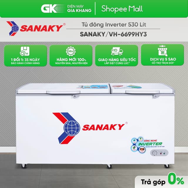 VH-6699HY3 - Tủ Đông Inverter 530 Lít Sanaky 6699HY3 (1 Ngăn Đông 2 Cánh Mở) [Freeship HCM] - Ảnh 5