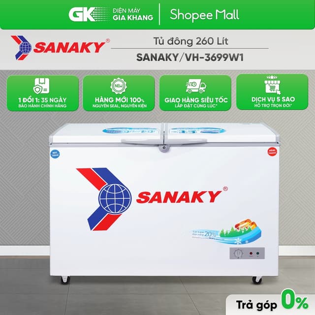 VH-3699W1 ------ Tủ Đông Sanaky 260 Lít VH-3699W1 (1 Ngăn Đông, 1 Ngăn Mát) [Freeship HCM] - Ảnh 12