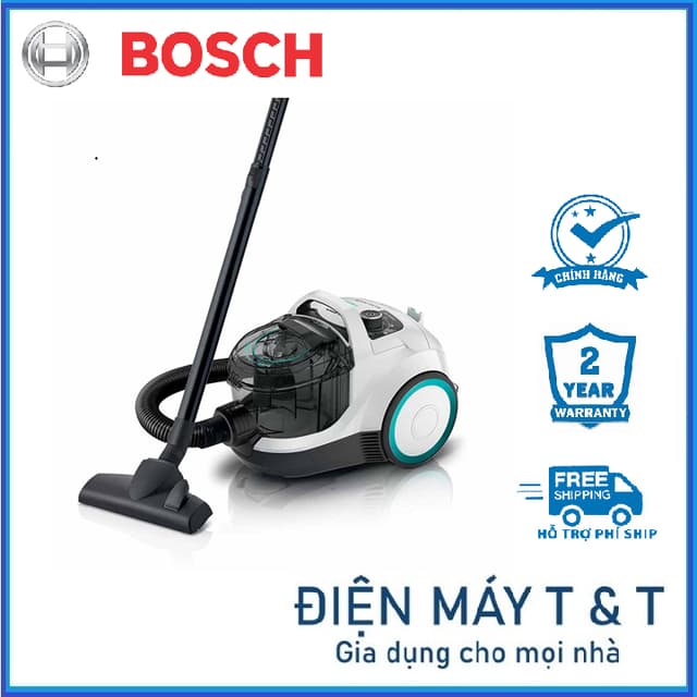 Máy hút bụi dạng hộp Bosch BGS21WHYG - Động cơ 2000W mạnh mẽ - Bảo hành 2 năm - Ảnh 1