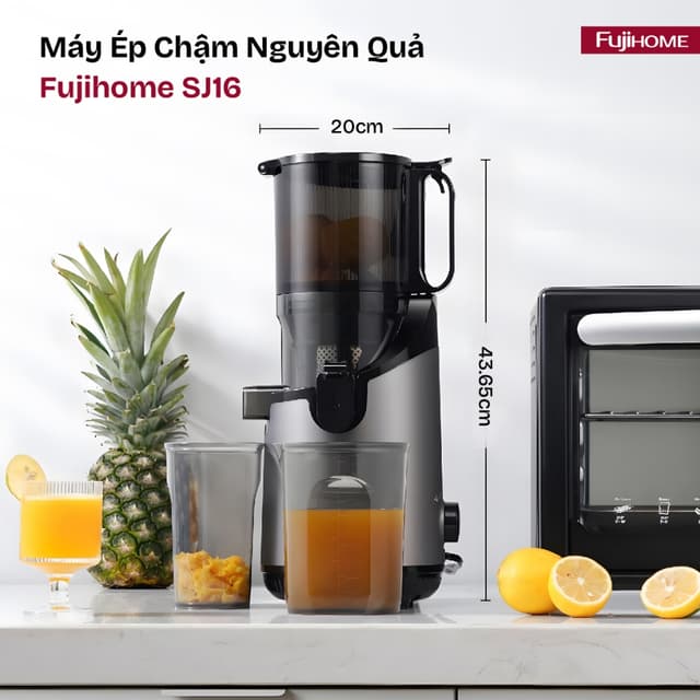 Máy Ép Chậm NGUYÊN QUẢ Fujihome SJ16 Ép Nguyên Trái | Cối Lớn 750ml | Ép Mịn 97% | Êm Ái Dưới 72dB - Ảnh 1