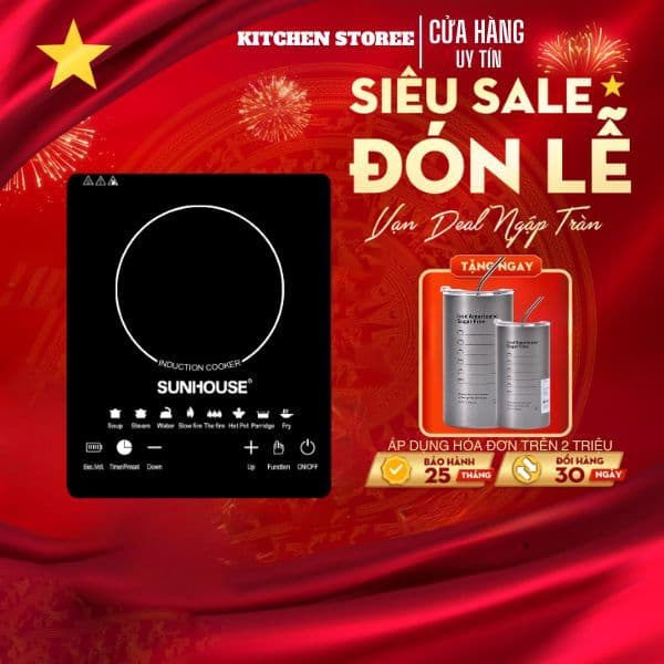 Bếp Điện Từ Sunhouse 2200W – Bếp Điện Từ Hồng Ngoại Cảm Ứng Nhạy Kèm Nồi - Ảnh 11