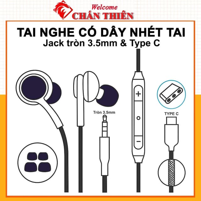 Tai Nghe Có Dây Nhét Tai Jack 3.5mm & Type-C,Tương Thích Điện Thoại Samsung Xiaomi Oppo Realme Vivo - Ảnh 10