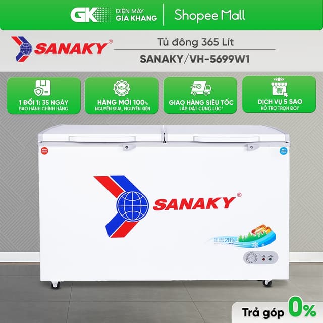 VH-5699W3 - Tủ Đông Inverter Sanaky VH-5699W3 - 1 NGĂN ĐÔNG,1 NGĂN MÁT,2 CỬA,365 LÍT [Freeship HCM] - Ảnh 4