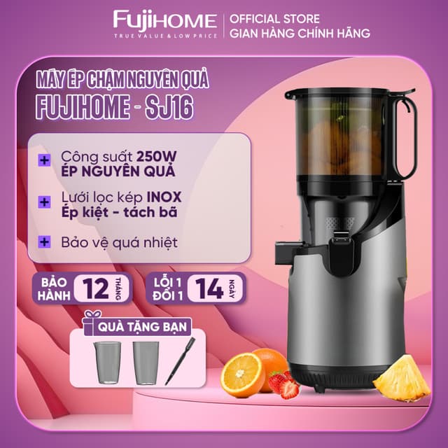 Máy ép chậm nguyên quả FUJIHOME SJ16 Nhập Khẩu, công suất 250W động cơ DC, dung tích cối 750ml ép liên tục 20 ph - Ảnh 7