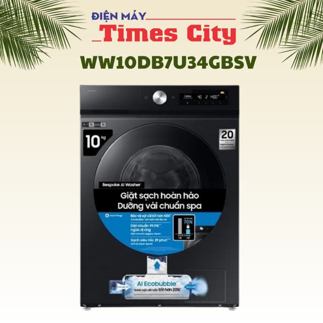 Máy giặt Samsung Bespoke AI EcoBubble Inverter 10 kg WW10DB7U34GBSV - Ảnh 5