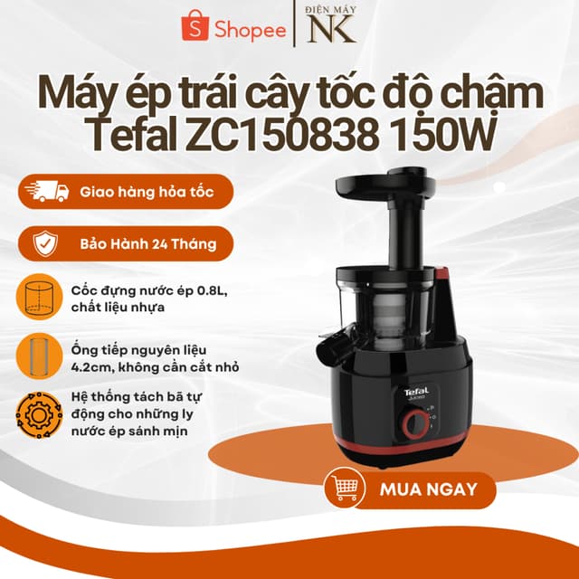 Máy ép trái cây tốc độ chậm Tefal ZC150838 | 150W | Ống tiếp nguyên liệu 4.2 cm - Bảo hành 2 năm - Ảnh 8