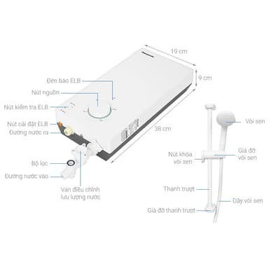 So sánh giá Máy nước nóng trực tiếp 4500W Panasonic DH-4VS1VW (không bơm trợ lực) rẻ nhất?