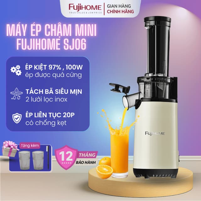 Máy ép trái cây chậm Nhập Khẩu FUJIHOME SJ06 nhỏ gọn êm, Máy ép kiệt giữ dưỡng chất có lưới lọc kép - Ảnh 12