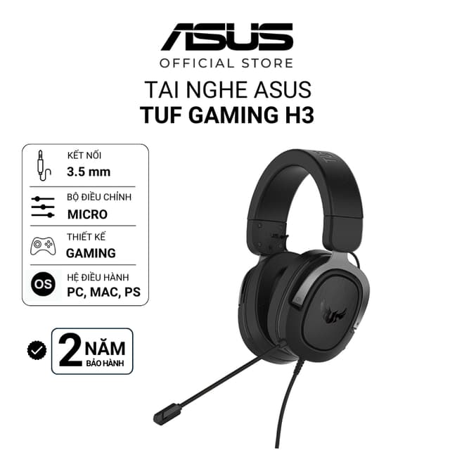 Tai nghe gaming ASUS TUF GAMING H3 90YH028G-B1UA00 XÁM âm thanh vòm 7.1 CHÍNH HÃNG - Ảnh 11