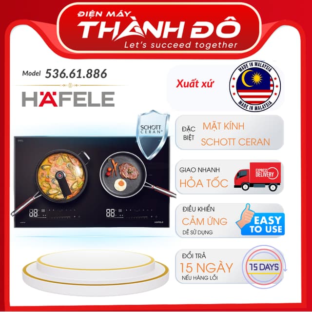 [CHÍNH HÃNG] Bếp từ đôi lắp âm Hafele HC-I7323B (536.61.886) -  4400W - Nhập khẩu Malaysia - Bảo hành  3 năm - Ảnh 2