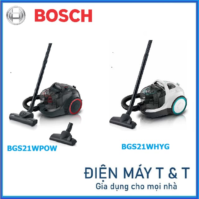 Máy hút bụi dạng hộp Bosch BGS21WPOW - BGS21WHYG - Công suất 2000W - Bảo hành 2 năm - Ảnh 2