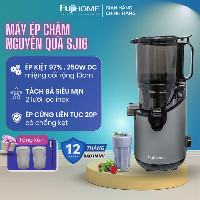 Máy ép chậm FUJIHOME SJ16 trái cây nguyên quả không sinh nhiệt - Ảnh 6