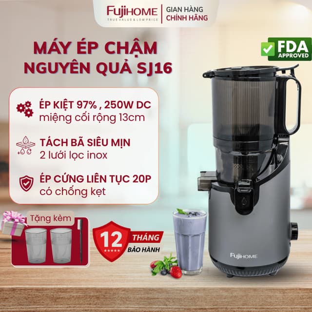 Máy ép trái cây nguyên quả FUJIHOME  SJ16 ép chậm kiệt không sinh nhiệt - Ảnh 6