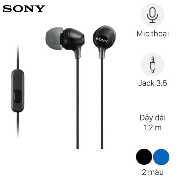 [SHIP HỎA TỐC] Tai nghe Có Dây Sony MDR-EX15AP Chính Hãng Bảo Hành 12 Tháng - Ảnh 1