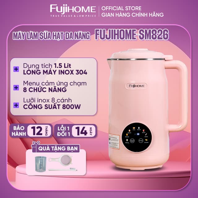 Máy làm sữa hạt đa năng 1.5L Fujihome SM826 Nhập Khẩu, 8 chức năng nấu cháo, sinh tố, đun sôi điều khiển cảm ứng - Ảnh 9