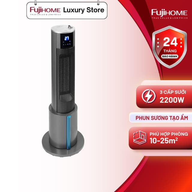 Quạt sưởi gốm tạo ẩm nhập khẩu FUJIHOME FH6000 - Làm ấm nhanh - Không đốt oxy - Bảo hành 24 tháng - Ảnh 5
