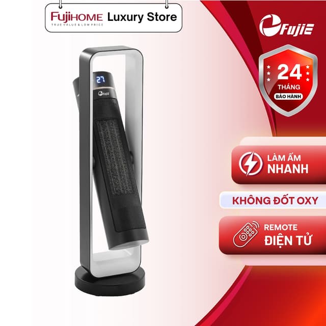 Quạt sưởi gốm để sàn Ceramic FujiE CH-2400 - Tự ngắt khi quá nhiệt, nghiêng đổ - Điều khiển từ xa - Ảnh 12