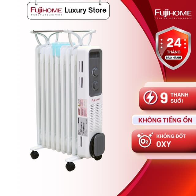 Máy sưởi dầu FUJIHOME OH849 – 9 thanh sưởi, 3 chế độ nhiệt, không khô da, không cháy oxy - Ảnh 5