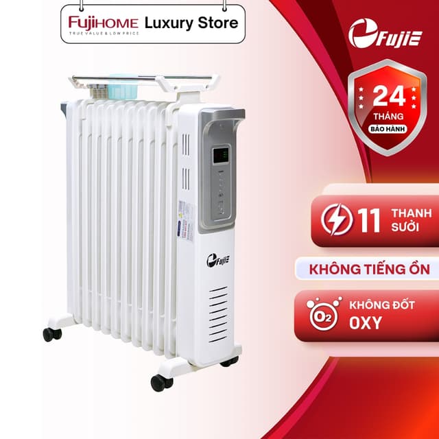 Máy sưởi dầu nhập khẩu FujiE OFR4411 máy sưởi ấm không khô da - không đốt oxy - 11 thanh sưởi - Ảnh 6