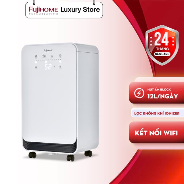 Máy hút ẩm dân dụng thông minh Fujihome DH12NEW – Điều khiển WiFi, lọc ion âm, siêu êm - Ảnh 1