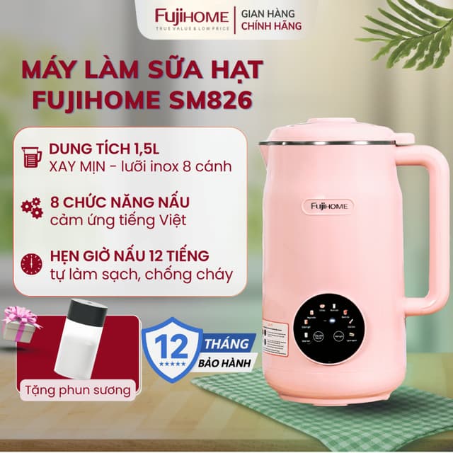 Máy làm sữa hạt đa năng không lọc FUJIHOME SM826, Máy xay nấu cháo thông minh dinh dưỡng gia đình - Ảnh 10
