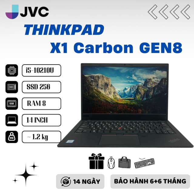 Laptop Cao Cấp Lenovo Thinkpad x1carbon Gen 8, gen 7 core i5 10210U ram 16gb ssd 512 14in pin>4h - Ảnh 3