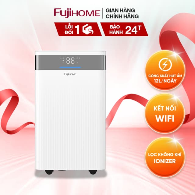 Máy hút ẩm dân dụng Fujihome DH12NW 12L/ngày, màn hình hiển thị độ ẩm, lọc ion, điều khiển app - Ảnh 9