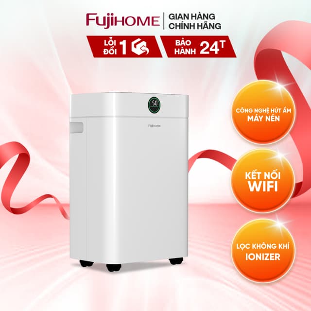 Máy hút ẩm Fujihome DH18W-HEPA 18L/ngày, khử khuẩn UV, màng lọc HEPA, WiFi thông minh, 18L/ngày - Ảnh 4
