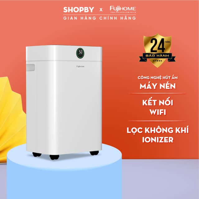 Máy hút ẩm Fujihome DH18W-HEPA 18L/ngày, lọc HEPA + UV + Ion, WiFi thông minh, màn hình LED - Ảnh 6