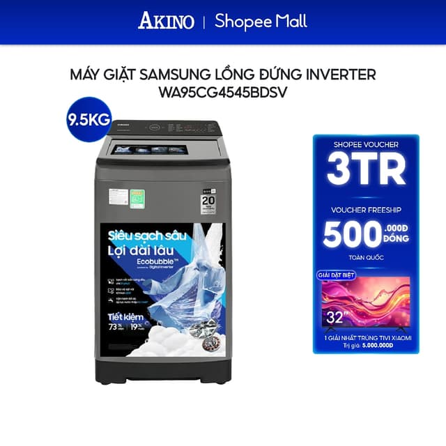 Máy giặt Lồng Đứng Samsung Inverter 9.5 kg WA95CG4545BDSV - Hàng Chính Hãng - Ảnh 10