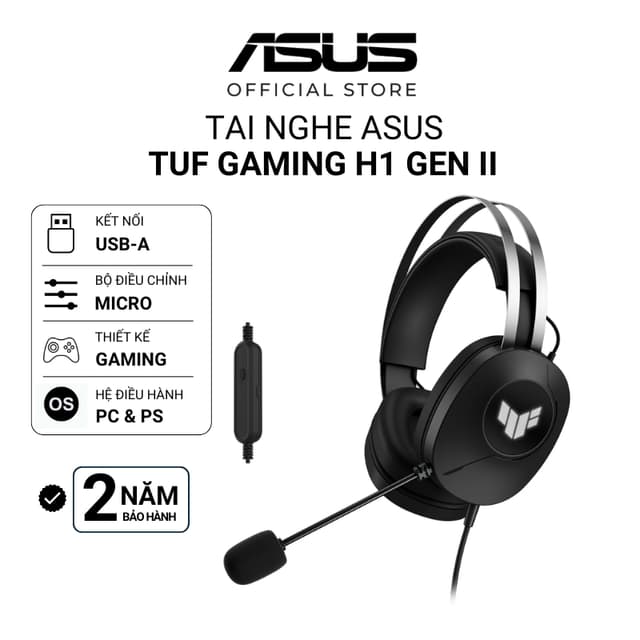 Tai nghe ASUS TUF Gaming H1 Gen II Đệm Tháo Rời USB-A | 90YH044B-BHUA00 | 2 NĂM BẢO HÀNH - Ảnh 9